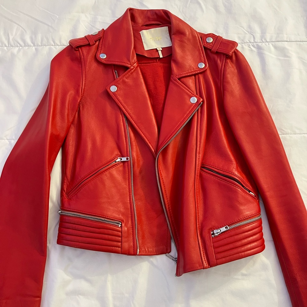 Maje Basalt Leather Motorcycle Jacket